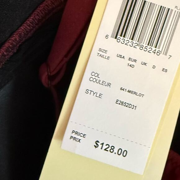 Profile by Gottex Moto Merlot D-Cup Lace Up Plunged One Piece Swimsuit Sz 14D - Picture 4 of 7